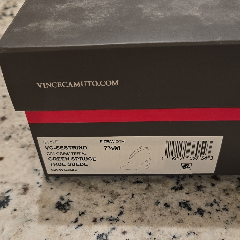 Vince Camuto Dark Green Suede Heeled Boots - Picture 4 of 6